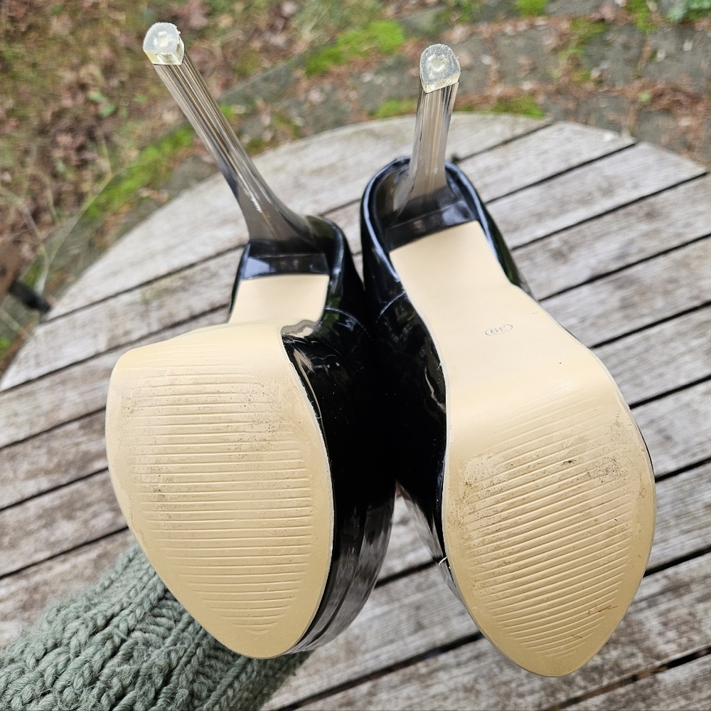 Diji Girls Extreme Black Patent Platform Stilettos - Picture 5 of 6
